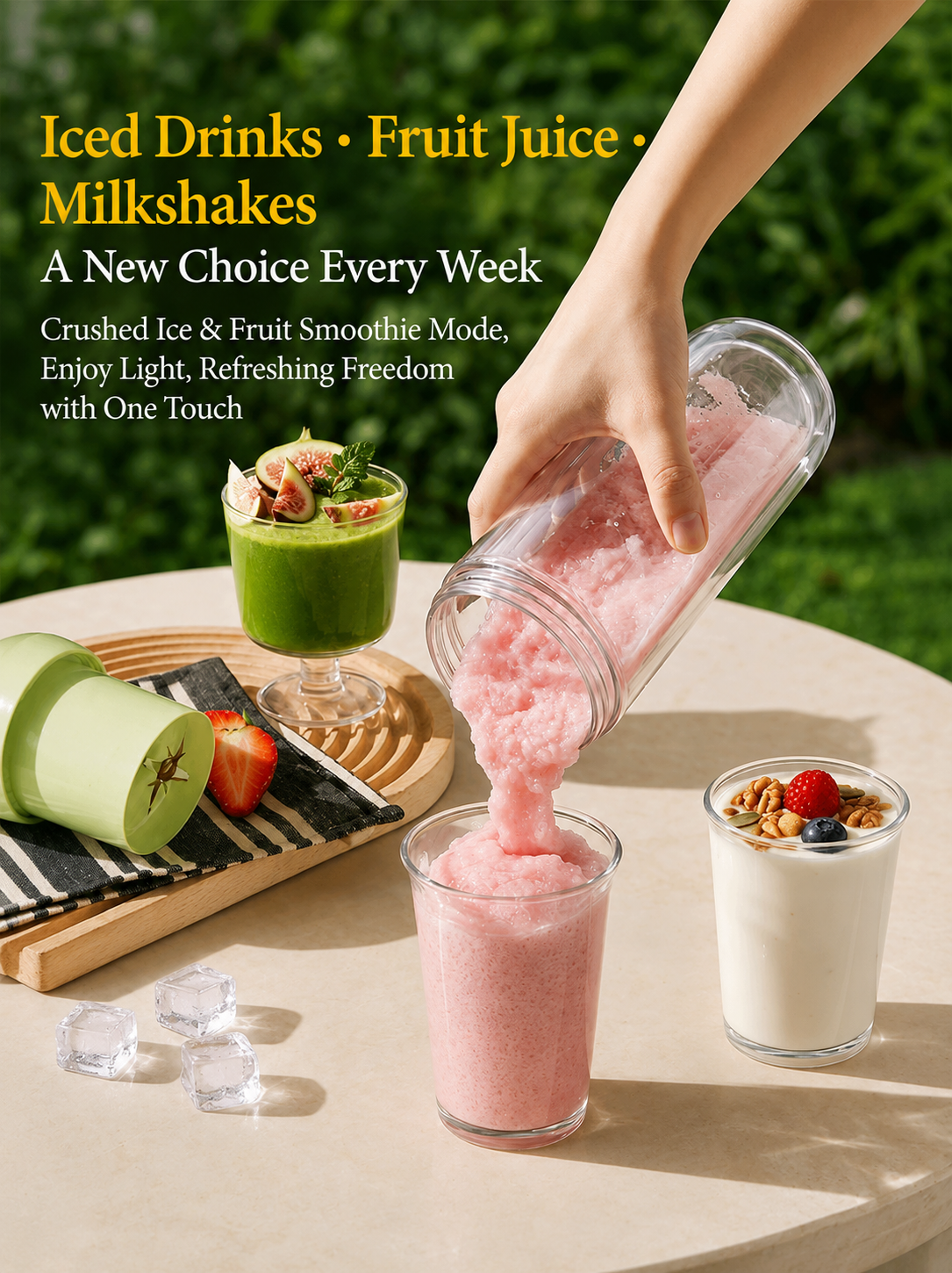 Portable Blender Juicer Cup, USB Rechargeable Personal Smoothie Maker with Glass Cup for Fruit Juice & Shakes