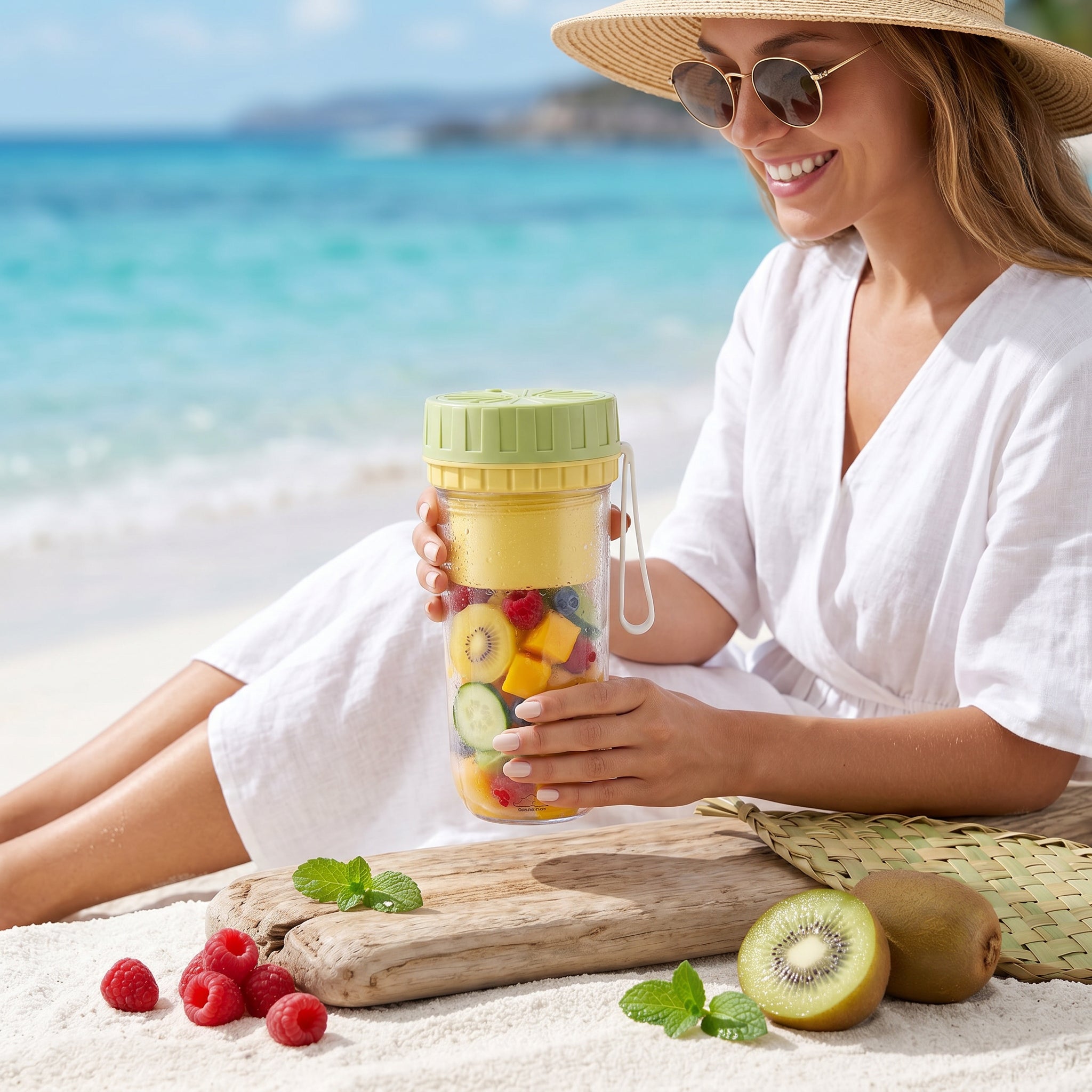 Portable Blender Juicer Cup, USB Rechargeable Personal Smoothie Maker with Glass Cup for Fruit Juice & Shakes