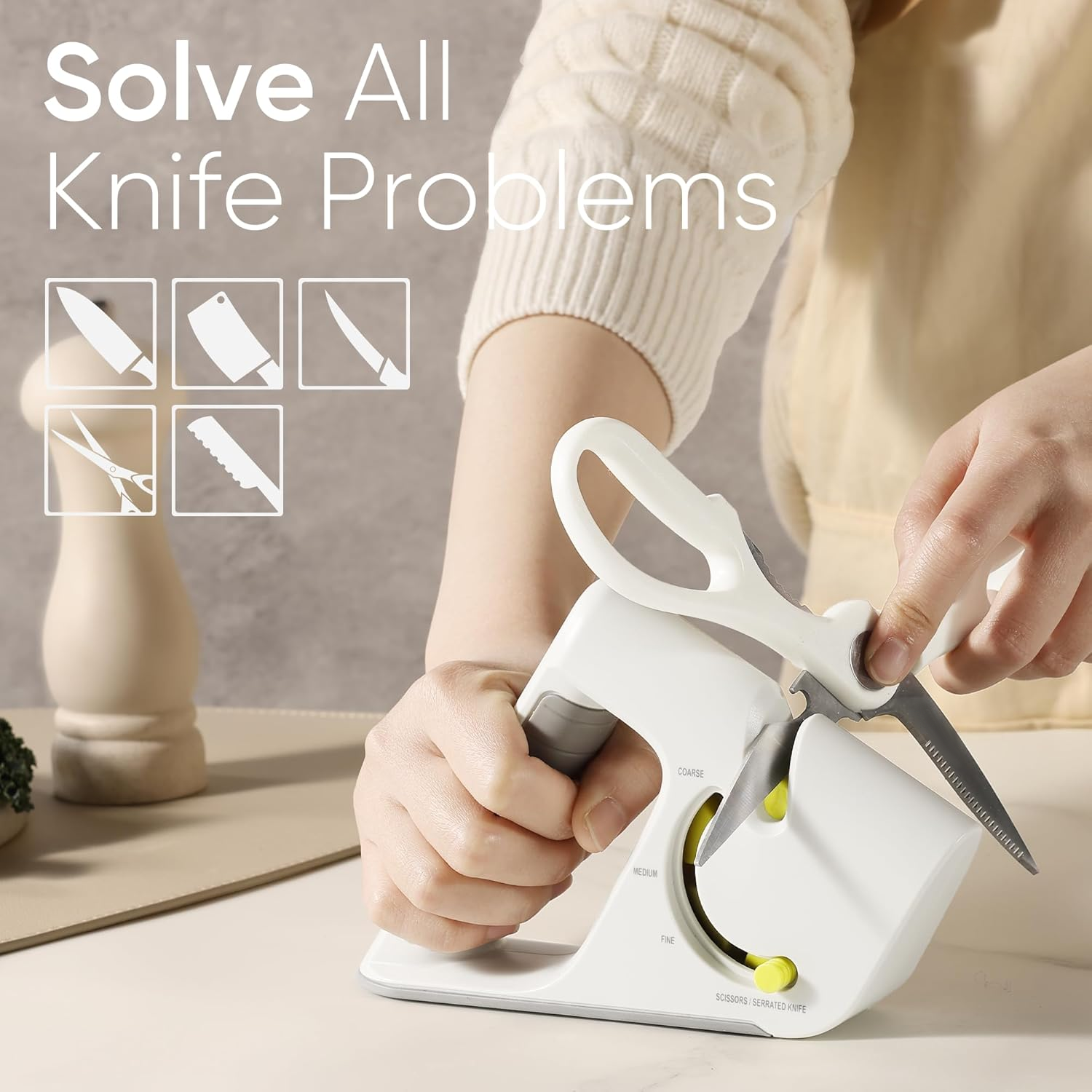 Kitchoice® 75 Multi-Function Knife Sharpener – Stylish Adjustable Sharpener for Everyday Kitchen Use