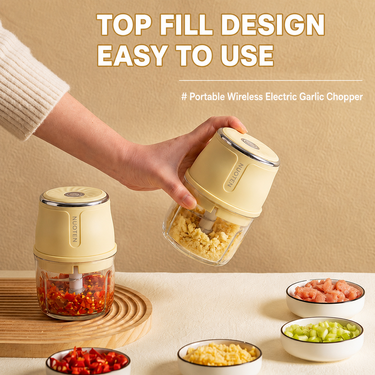 Kitchoice® Mini Food Chopper – Garlic, Veggies & Baby Food in Seconds350ML