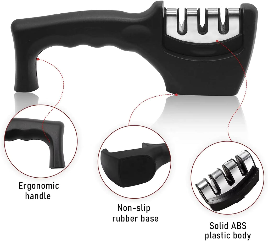 Kitchoice®063 -3-Stage Knife Sharpener Helps Repair, Restore and Polish Blades