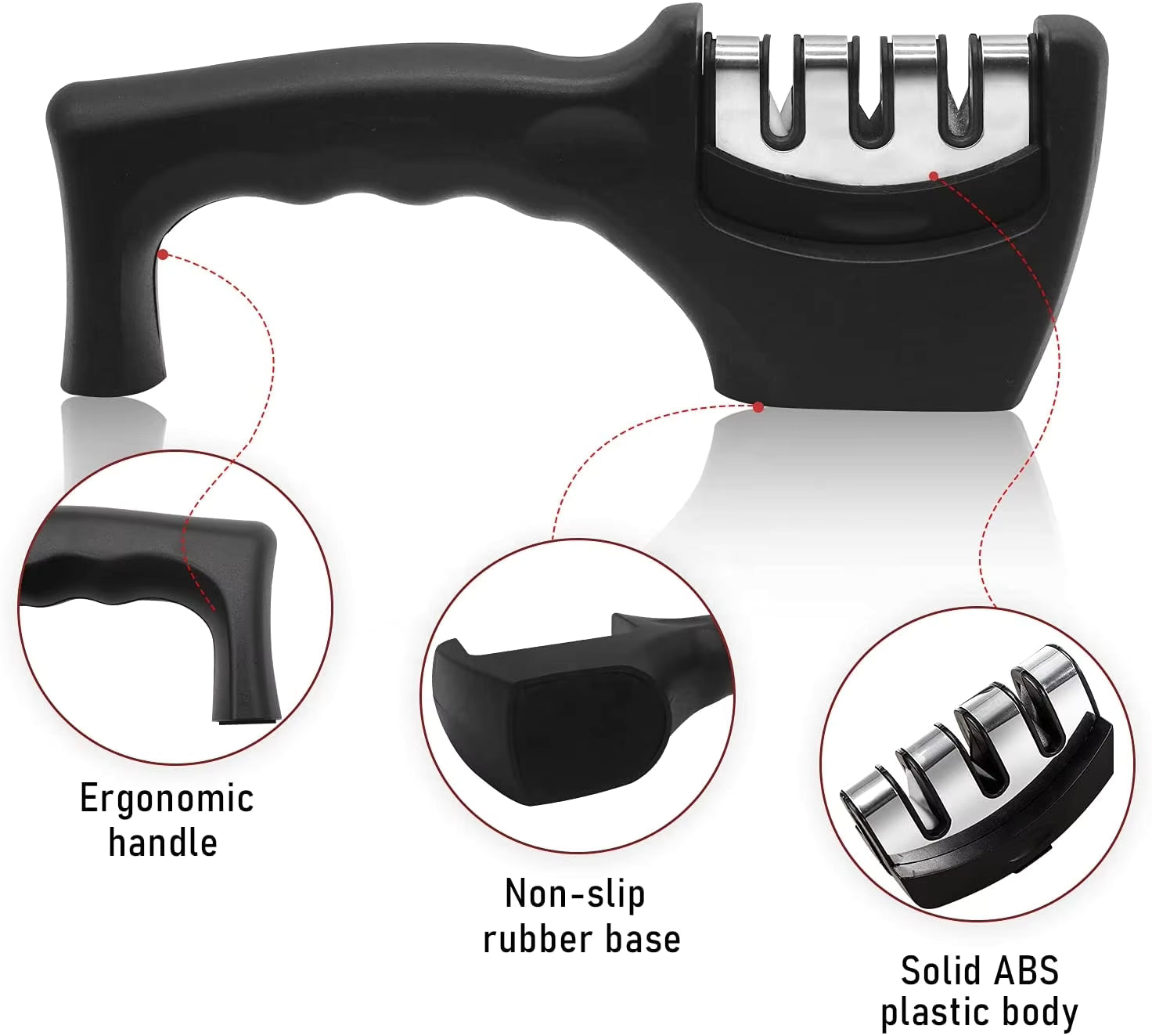 Kitchoice®063 -3-Stage Knife Sharpener Helps Repair, Restore and Polish Blades