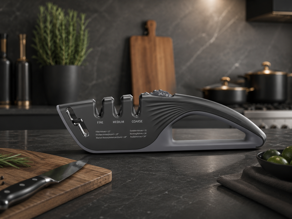 Kitchoice® 076C Professional Adjustable Kitchen Knife Sharpener – 5 Precision Sharpening Angles for Every Blade Type