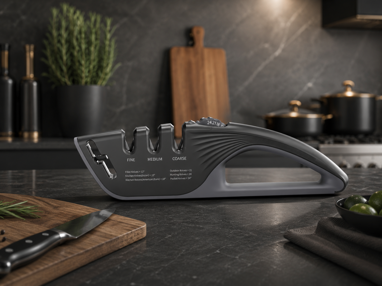 Kitchoice® 076C Professional Adjustable Knife Sharpener – 5 Precision Sharpening Angles for Every Blade Type